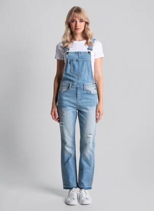 Salopette coupe droite fines bretelles bleu DEELUXE femme