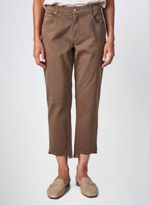 Pantalon 7/8 fermeture zippée sous rabat boutonné marron LOLA ESPELETA femme