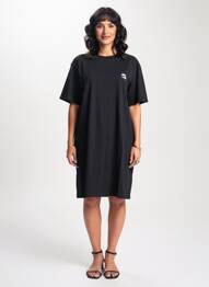 Robe mi-longue manches courtes manches courtes noir KARL LAGERFELD femme