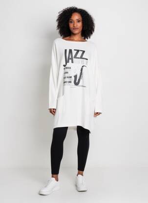 Robe pull coupe droite manches longues blanc AU SOLEIL DE ST TROPEZ femme