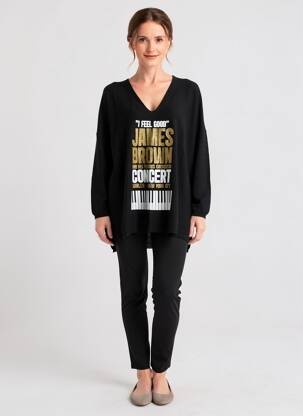Pull tunique manches longues manches longues noir AU SOLEIL DE ST TROPEZ femme