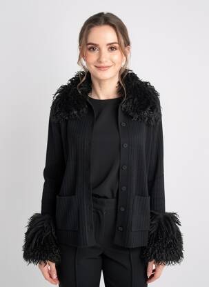 Gilet manches longues col rond noir TWINSET femme