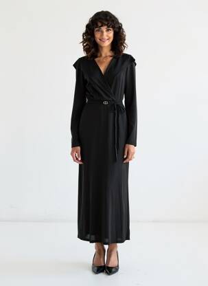 Robe longue manches longues manches longues noir TWINSET femme