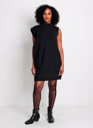Robe pull coupe droite manches courtes noir LIU JO femme