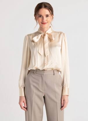 Chemisier coupe droite manches longues beige TWINSET femme