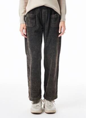 Pantalon droit taille élastique taille normale marron ONE TEE femme