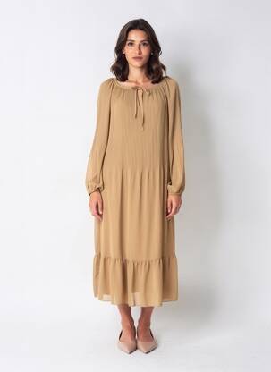 Robe longue manches longues manches longues marron ZEPELINE femme