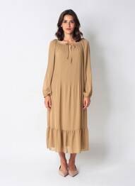 Robe longue manches longues manches longues marron ZEPELINE femme