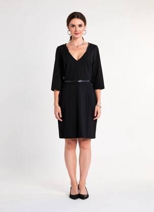 Robe mi-longue manches 3/4 manches 3/4 noir SURKANA femme