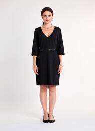 Robe mi-longue manches 3/4 manches 3/4 noir SURKANA femme