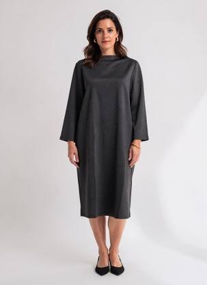 Robe mi-longue manches longues manches longues noir STREET ONE femme