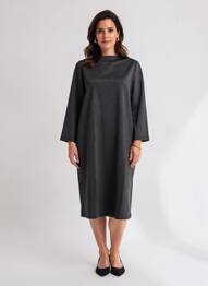 Robe mi-longue manches longues manches longues noir STREET ONE femme
