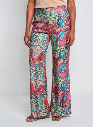 Pantalon large tissage popeline taille haute bleu LA FIANCÉE femme