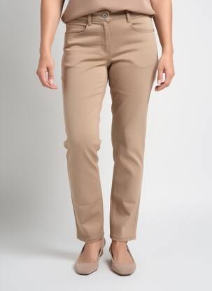 Pantalon slim tissage popeline taille normale marron BRANDTEX femme