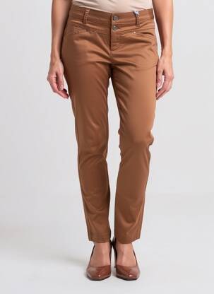 Pantalon slim tissage popeline taille normale marron STREET ONE femme