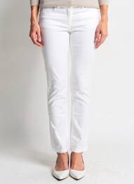 Pantalon slim tissage popeline taille normale blanc BRANDTEX femme