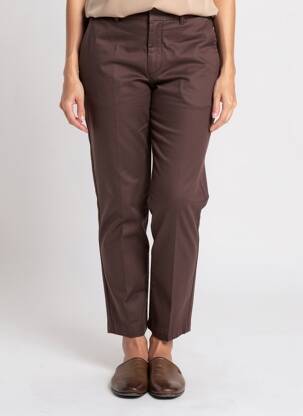 Pantalon chino tissage popeline taille normale marron LABDIP femme