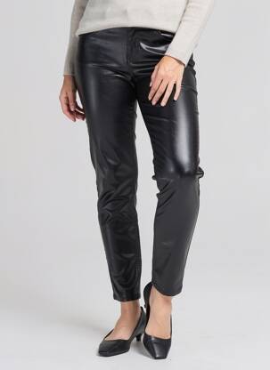 Pantalon slim tissage enduit taille normale noir ICHI femme