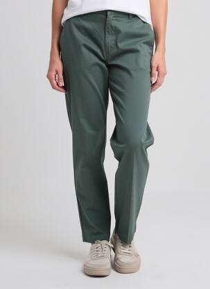Pantalon chino tissage popeline taille normale vert LABDIP femme