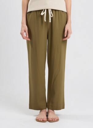 Pantalon droit taille élastique taille normale vert LAURE + MAX femme
