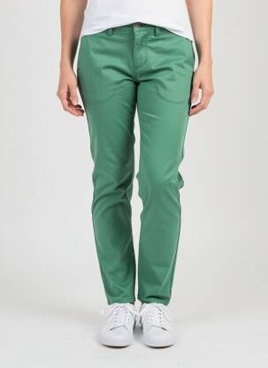 Pantalon chino taille basse taille basse vert HAPPY femme