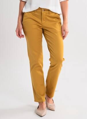 Pantalon chino taille basse taille basse jaune HAPPY femme