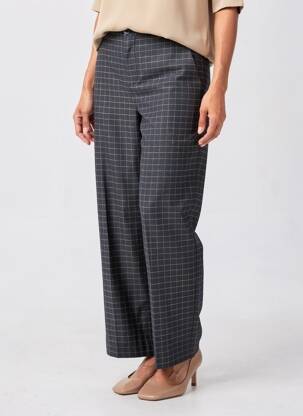 Pantalon droit tissage popeline taille normale bleu HOD femme