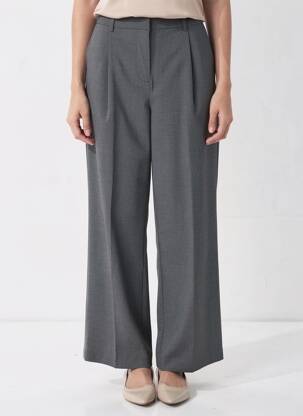 Pantalon droit taille à pinces taille normale gris JC.SOPHIE femme