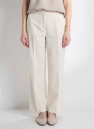 Pantalon droit tissage crêpe taille normale beige B.YOUNG femme