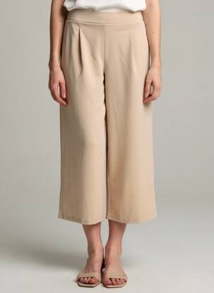 Pantalon 7/8 stretch taille normale beige ICHI femme
