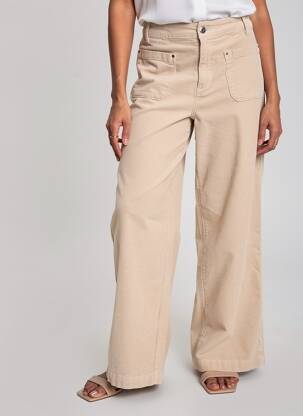 Pantalon large fermeture zippée sous rabat boutonné taille normale beige STREET ONE femme