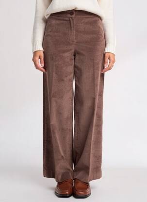 Pantalon large fermeture zippée sous rabat boutonné taille normale marron SIGNE NATURE femme