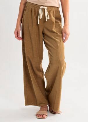 Pantalon large taille normale taille normale marron GRACE & MILA femme