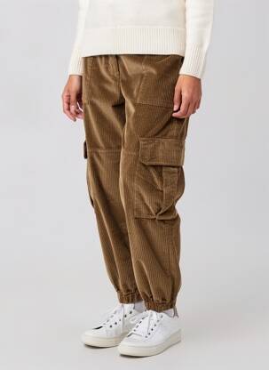 Pantalon droit fermeture zippée sous rabat boutonné taille normale marron O'MER femme