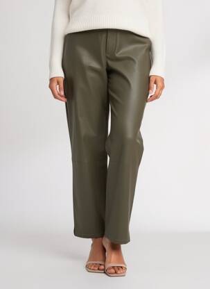 Pantalon droit taille élastique taille normale vert SIGNE NATURE femme
