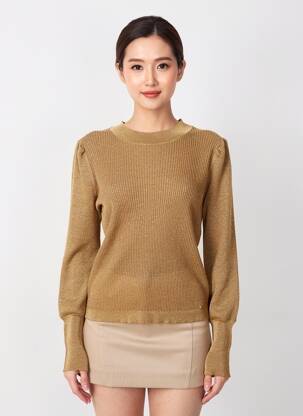 Pull coupe cintrée manches longues or ORFEO femme