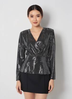 Top manches longues manches longues noir ICHI femme