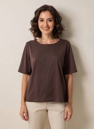T-shirt coupe droite manches courtes marron STREET ONE femme