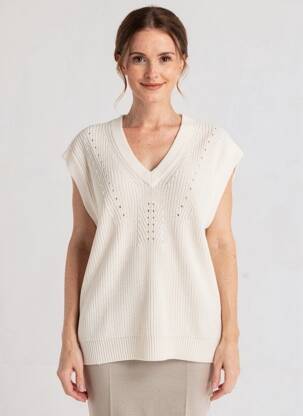 Pull col v manches courtes blanc WHITE STUFF femme