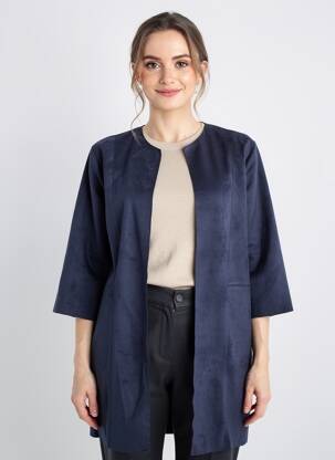Veste casual tissage suedine bleu LA FEE MARABOUTEE femme
