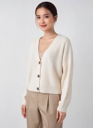 Gilet manches longues coupe cintrée beige LA FEE MARABOUTEE femme
