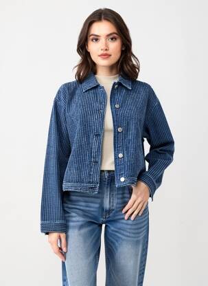 Veste casual col chemisier bleu B.YOUNG femme