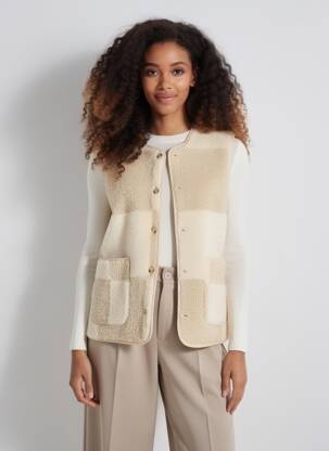Veste casual col rond beige ICHI femme