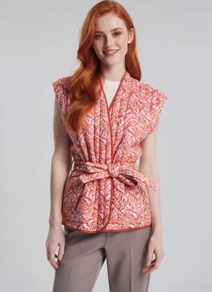 Veste casual coupe cintrée rouge ICHI femme