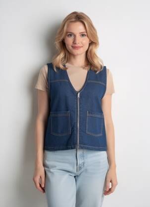 Veste casual coupe droite bleu VILA femme