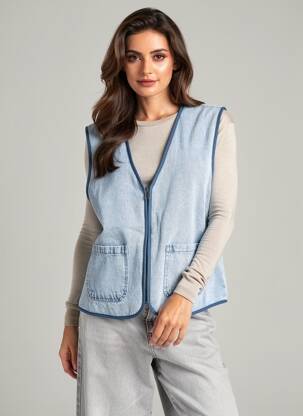 Veste casual coupe droite bleu ICHI femme