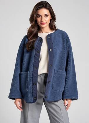 Veste casual col rond bleu B.YOUNG femme