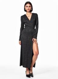 Robe longue manches longues manches longues bleu GRACE & MILA femme