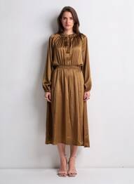 Robe longue manches longues manches longues marron AN' GE femme