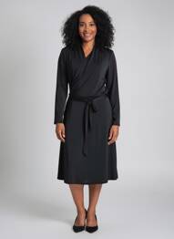 Robe mi-longue manches longues manches longues noir VERA MONT femme